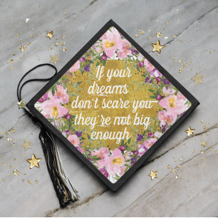 Graduation Pink Purple Floral Inspirational Dreams Cap Topper
