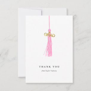 Graduation Pink Tassel Custom Thank You Card