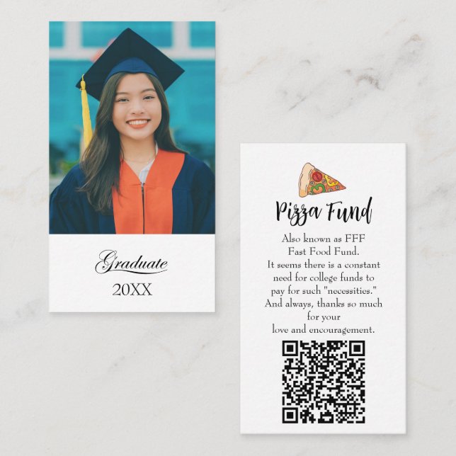 Graduation "Pizza Fund" for college Enclosure card (Front/Back)