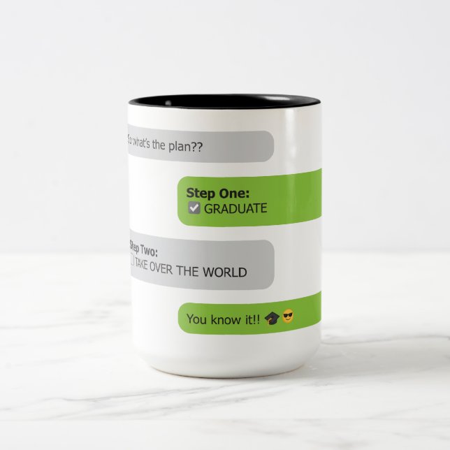 Graduation Plan Chat T-Shirt Two-Tone Coffee Mug (Center)
