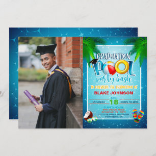 Graduation Pool Party Invitation with Photo
