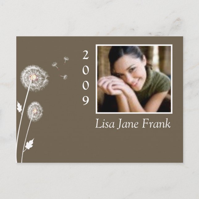 Graduation postcards, dandelions invitation postcard (Front)