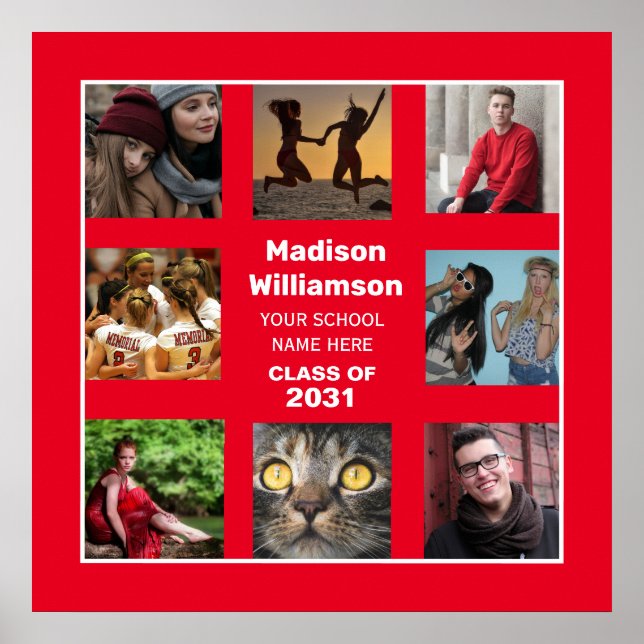 Graduation Poster 8 Photo Collage Class Of Year (Front)