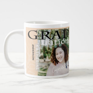 Graduation Poster Styled Photo Beige Large Coffee Mug