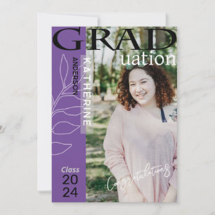 Graduation Poster Styled Photo Lavender Holiday Card