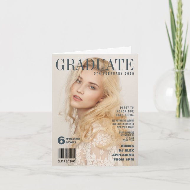 GRADUATION PRETEND MAGAZINE COVER PERSONALIZED INVITATION (Front)