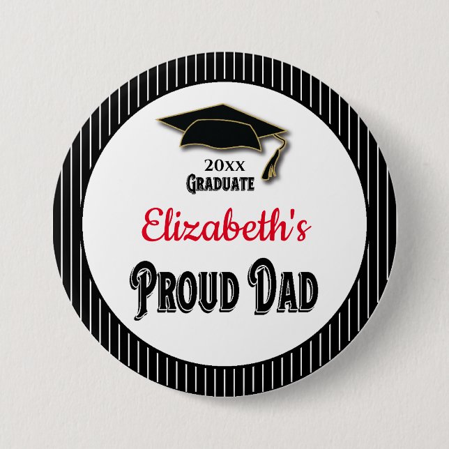 Graduation Proud Dad Parent Daughter Monogram Grad 3 Inch Round Button (Front)