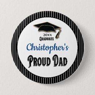 Graduation Proud Dad Parent Monogram Grad 3 Inch Round Button