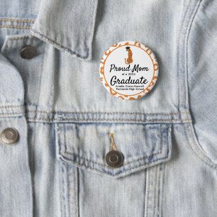 Graduation Proud Mom Leopard Print 2 Inch Round Button