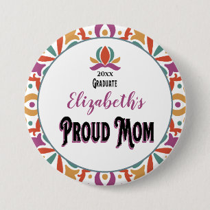 Graduation Proud Mom Parent Monogram Grad 3 Inch Round Button