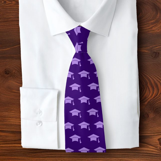 Graduation Purple Cap Icon Pattern Simple Classy Tie (Creator Uploaded)