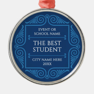 Graduation Recognition Blue & White Business Award Metal Ornament