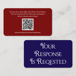 Graduation Red Blue RSVP QR Code Response Card