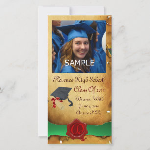 GRADUATION  RED BROWN WAX SEAL MONOGRAM green Announcement