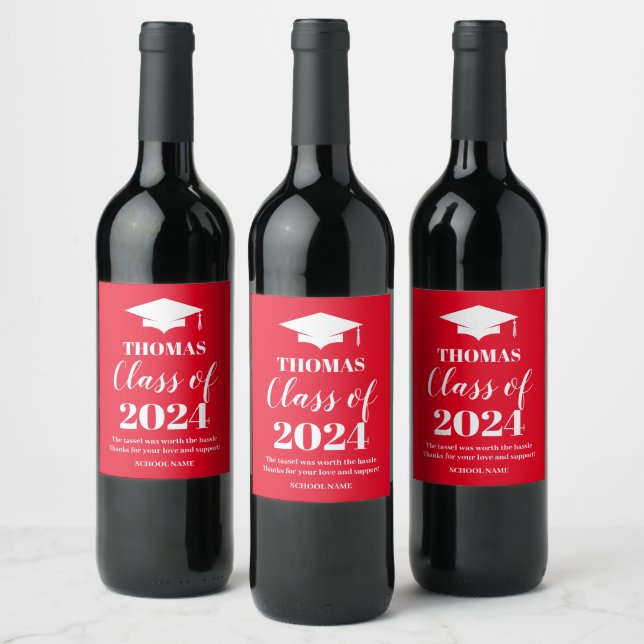 Graduation red wine label (Bottles)
