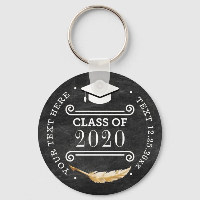 Graduation Retro Chalkboard Personalized Keychain (Front)