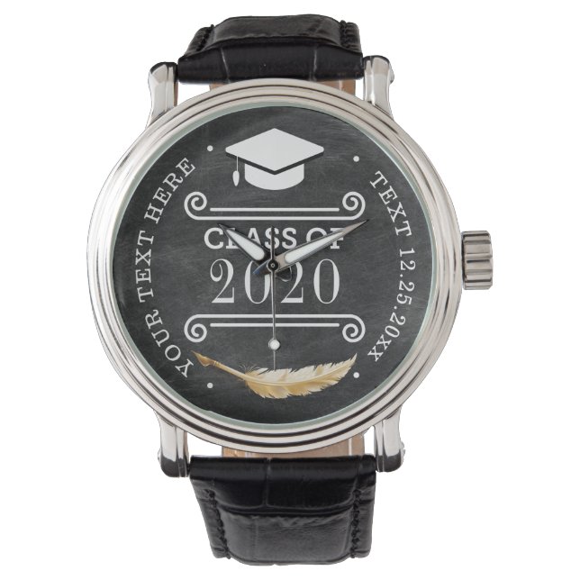 Graduation Retro Chalkboard Personalized Luxury Watch (Front)