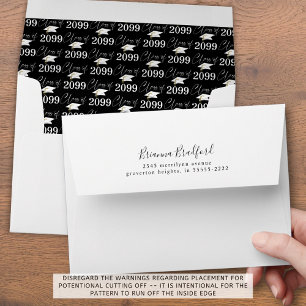 Graduation Return Address Black White Class Year Envelope