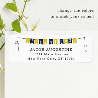 Graduation Return Address Label with School Colors