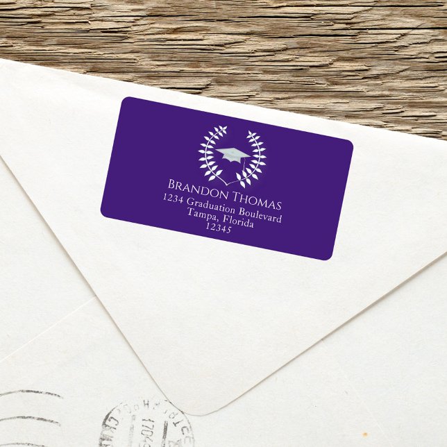 Graduation return Address Purple Custom Label (Creator Uploaded)