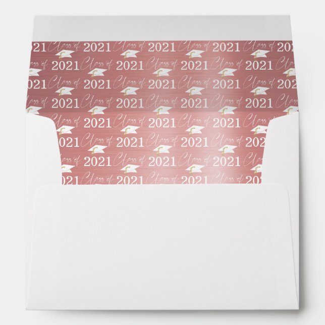 Graduation Rose Gold Script Class of 2021 Pattern Envelope (Back (Bottom))