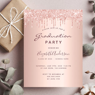 Graduation rose or parties scintillant invitation 