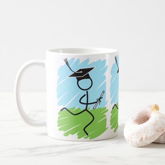 Graduation Runner Grass Sky © - Funny Grad Coffee Mug (With Donut)