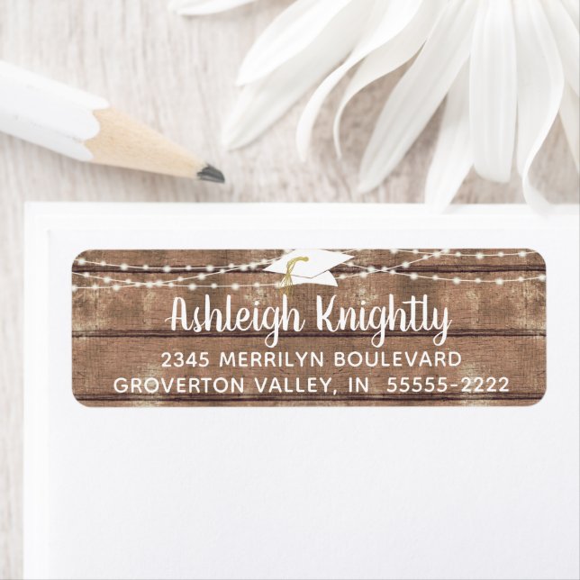 Graduation Rustic Wood String Light Adresse de ret (En situation)