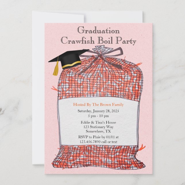 Graduation Sack Of Crawfish Boil Party Invitation (Devant)