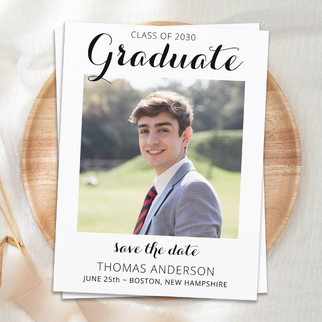 Graduation Save The Date Modern Graduate Photo  Announcement (Creator Uploaded)