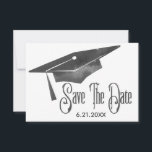 Graduation Save The Date Simple Modern Black Grad<br><div class="desc">Beautiful,  simple modern graduation save the date card to send to family and friends. Features a graduation cap with black and grey toned watercolor look. Wonderful modern and simple card for saving a date for a graduation.</div>