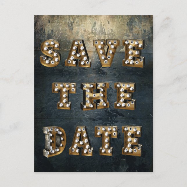 Graduation Save The Date Theatre Light Letters Announcement Postcard (Front)