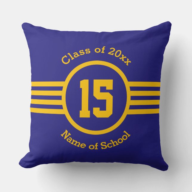 Graduation School Class Year Varsity Number Throw Pillow (Front)