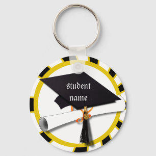 Graduation School Colours Black And Gold (ZOOM!) Keychain