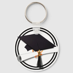 Graduation School Colours Black and White Keychain