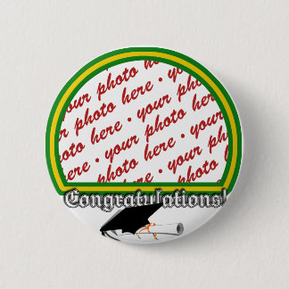 Graduation School Colours Green & Gold Frame 2 Inch Round Button