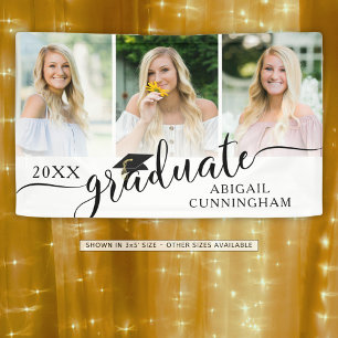 Graduation Script 3 Photo Collage Personalized Banner