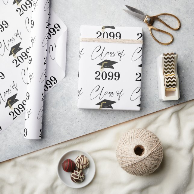 Graduation Script CLASS OF Year Minimalist Pattern Wrapping Paper (Crafts)