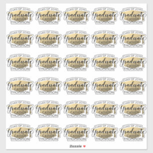 Graduation Script Modern Black and Gold Stickers