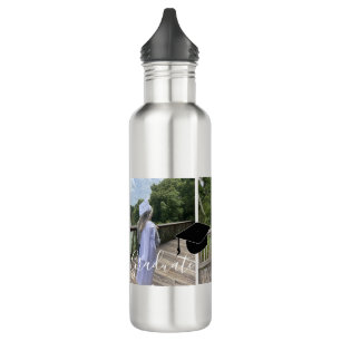 Graduation Script Photo Cap Collage  710 Ml Water Bottle