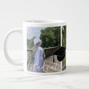 Graduation Script Photo Cap Collage Large Coffee Mug