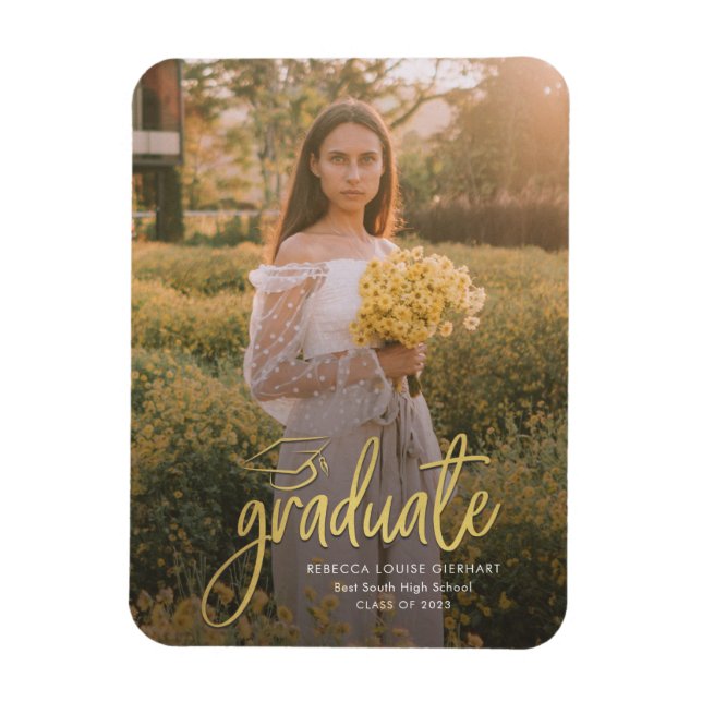 Graduation Script Photo Grad 2025 Announcement Magnet (Vertical)