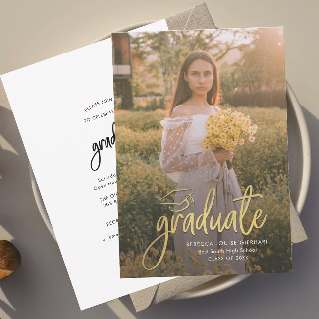 Graduation Script Photo Grad Open House Invitation (Graduation Script Photo Grad Open House Invitation)