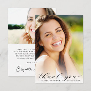 Graduation Script Photo Overlay Thank You Card