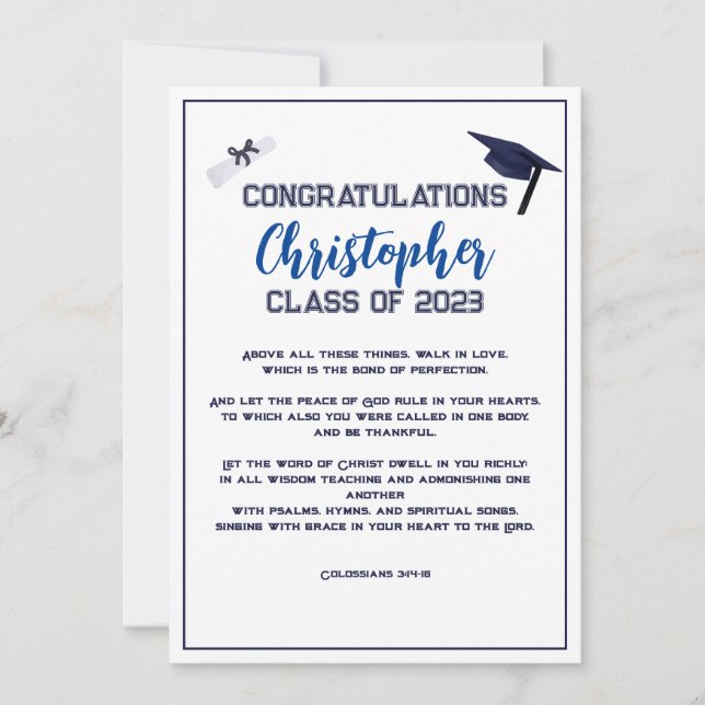 Graduation Scripture Congratulations Greeting Card (Front)