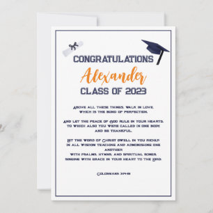 Graduation Scripture Orange Greeting Card
