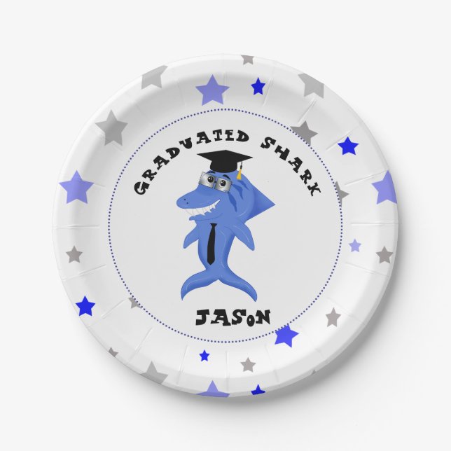 Graduation Shark party Paper Plate (Front)