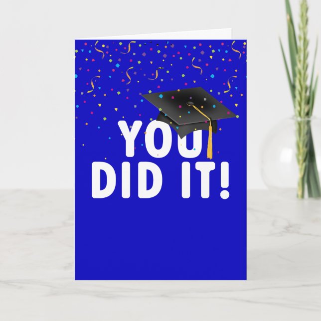 Graduation Sign and Hat in Confetti  Card (Front)