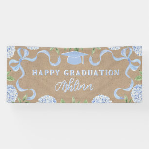 Graduation Sign, Kraft Coloured Blue Hydrangea Banner