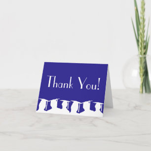 Graduation Silhouette Thank You Card (Blue)